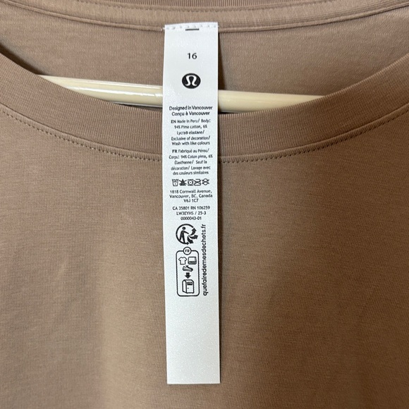 NWT Lululemon Athletica Long Sleeve Tee - Taupe Women Size 16 - Picture 2 of 7